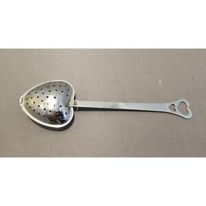 Heart Shaped Silver Tea Spoon - 5-1/2" long - used